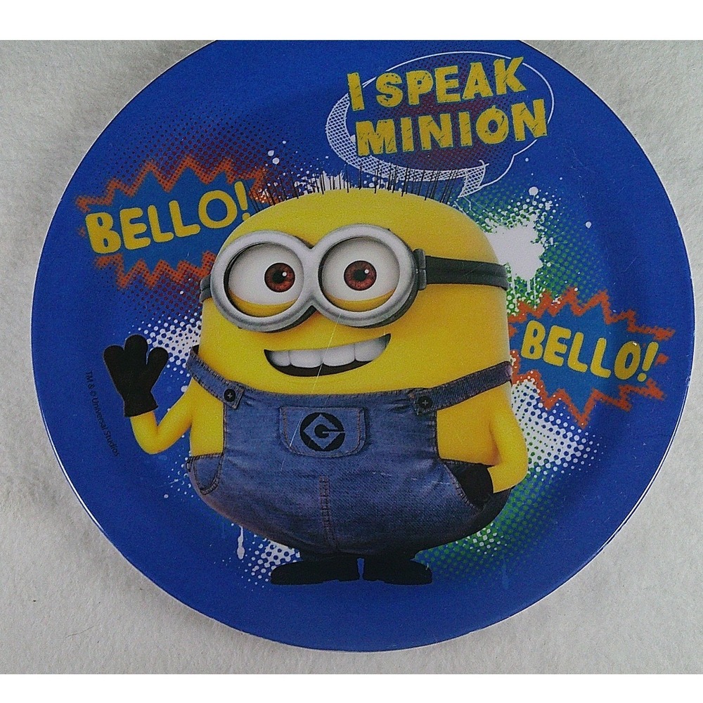 Zak Designs Minions Melamine Plate Blue I Speak Minion Bello Despicable Me Kids